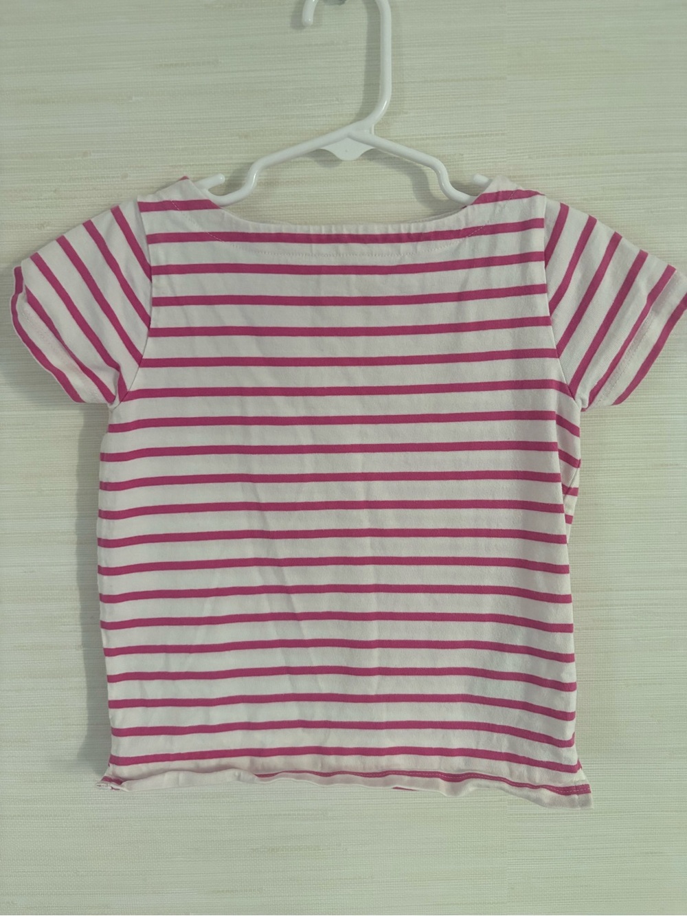 Mini Boden Pink and White Striped Short Sleeve Tee